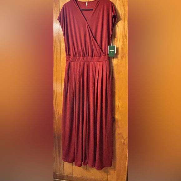 NWT HALARA V-neck Short-Sleeve Wide Leg Waffle Jumpsuit Sz Lg Burnt Orange - Picture 1 of 9